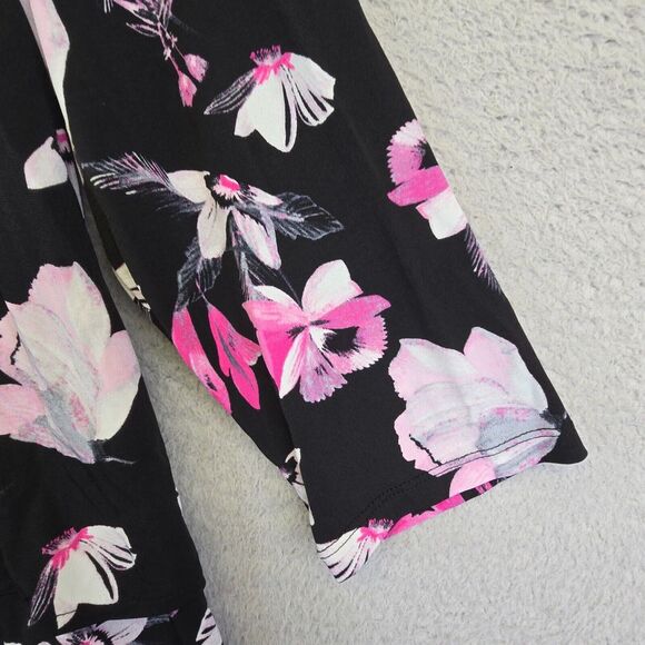 Alfani‎ Floral Top Womens Plus Size 1X Black V Neck Floral Whimsigoth Asymmetric - Picture 5 of 13